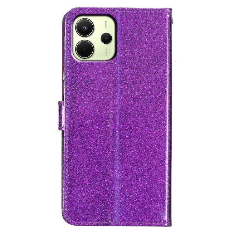 For Redmi Note 14 4G 163.25mm Glitter Powder Flip Leather Phone Case