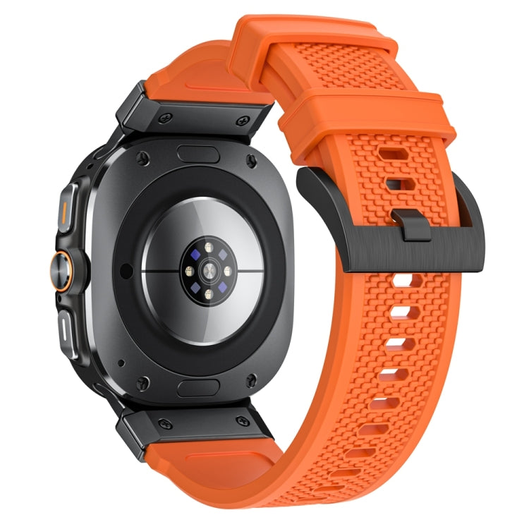 For Samsung Galaxy Watch Ultra 47mm / Ultra 2025 Black Steel Buckle Rubber Quick Release Watch Band