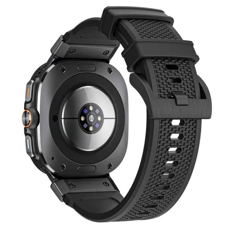For Samsung Galaxy Watch Ultra 47mm / Ultra 2025 Black Steel Buckle Rubber Quick Release Watch Band