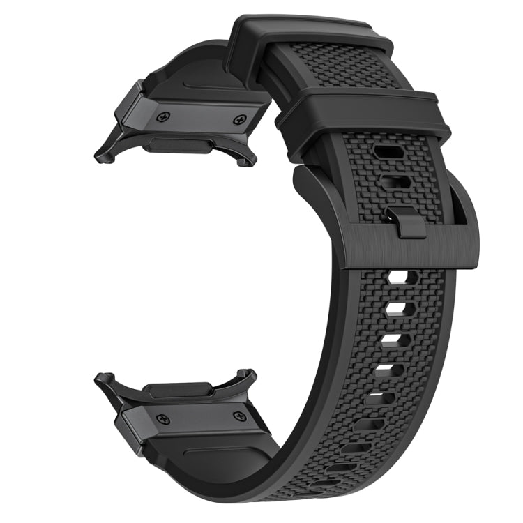 For Samsung Galaxy Watch Ultra 47mm / Ultra 2025 Black Steel Buckle Rubber Quick Release Watch Band