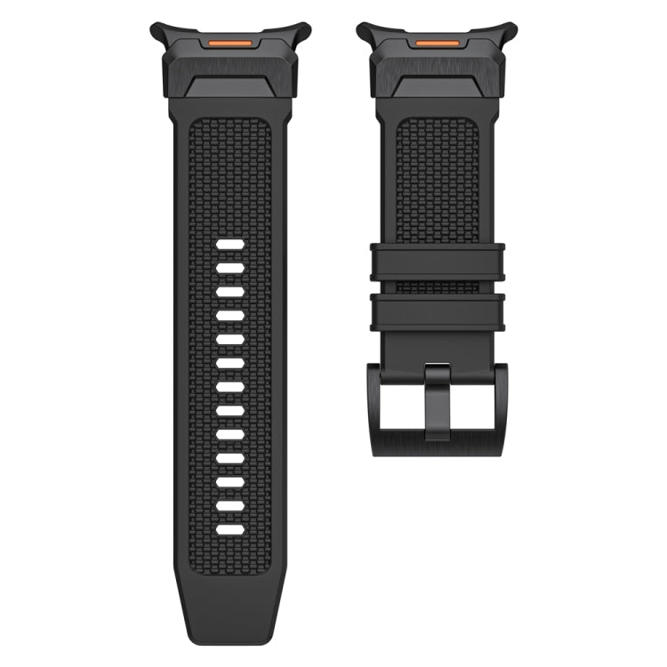 For Samsung Galaxy Watch Ultra 47mm / Ultra 2025 Black Steel Buckle Rubber Quick Release Watch Band