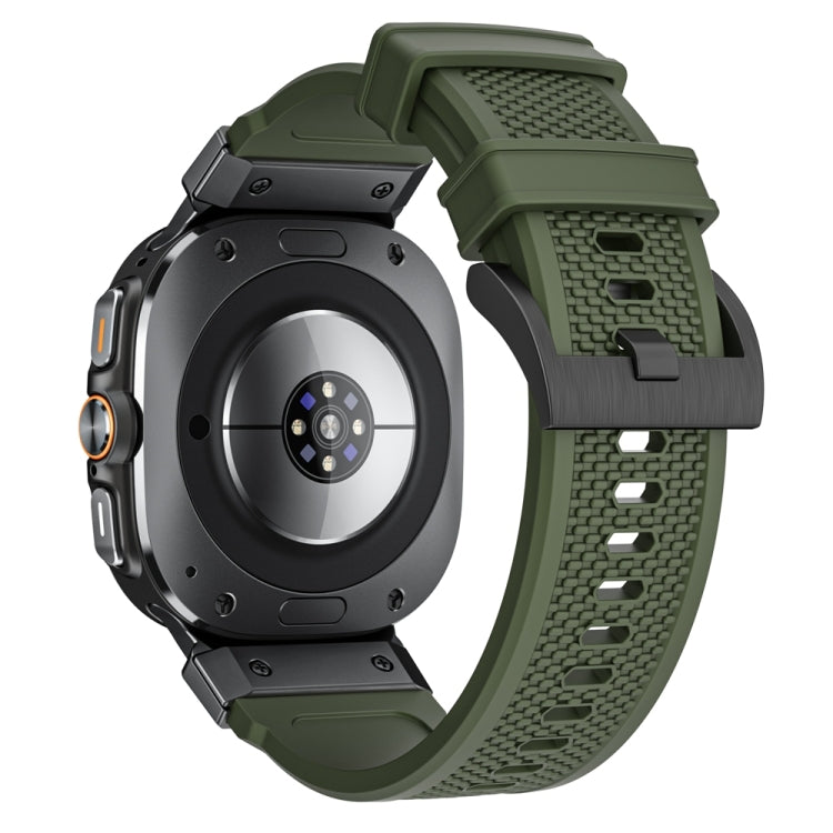 For Samsung Galaxy Watch Ultra 47mm / Ultra 2025 Black Steel Buckle Rubber Quick Release Watch Band
