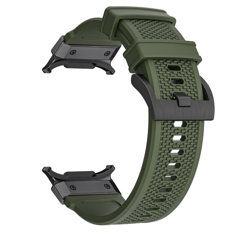 For Samsung Galaxy Watch Ultra 47mm / Ultra 2025 Black Steel Buckle Rubber Quick Release Watch Band