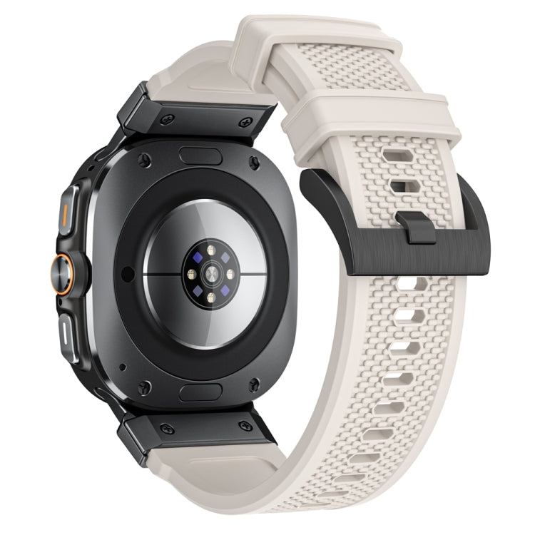 For Samsung Galaxy Watch Ultra 47mm / Ultra 2025 Black Steel Buckle Rubber Quick Release Watch Band