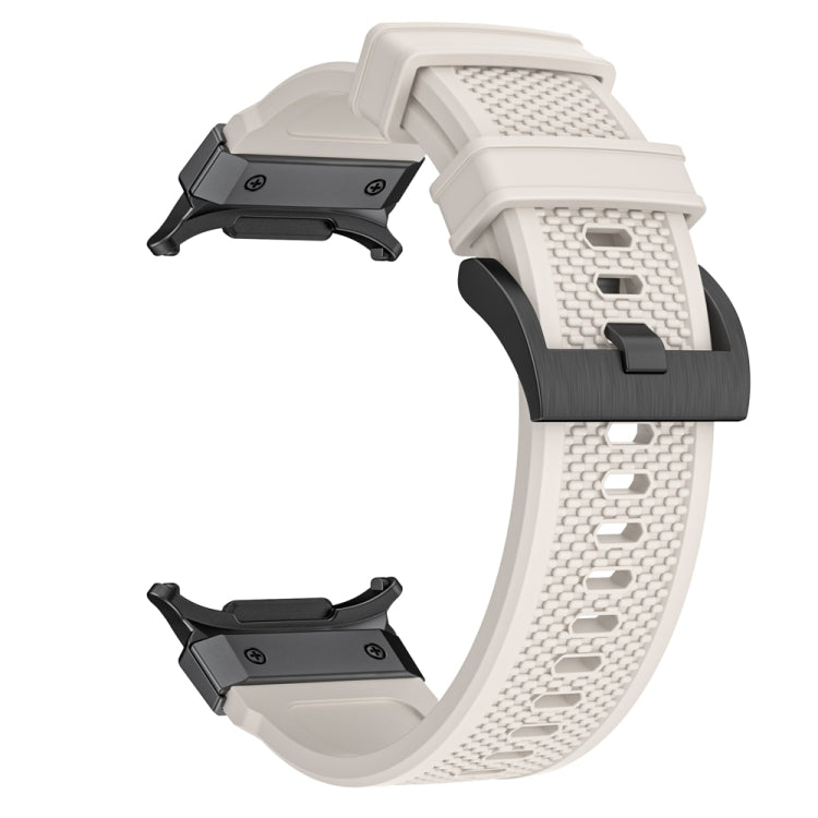 For Samsung Galaxy Watch Ultra 47mm / Ultra 2025 Black Steel Buckle Rubber Quick Release Watch Band