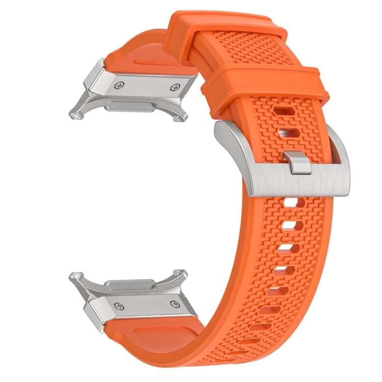 For Samsung Galaxy Watch Ultra 47mm / Ultra 2025 Silver Steel Buckle Rubber Quick Release Watch Band
