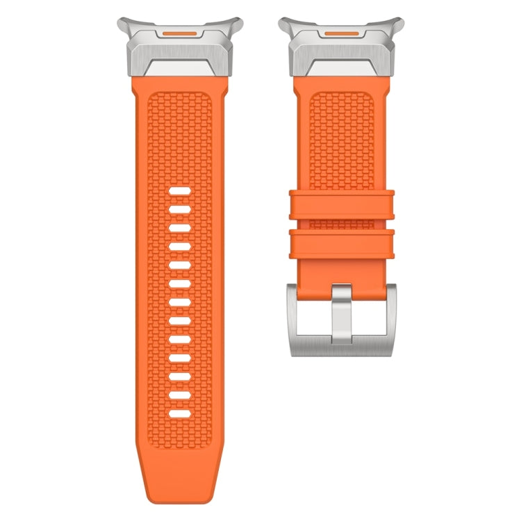 For Samsung Galaxy Watch Ultra 47mm / Ultra 2025 Silver Steel Buckle Rubber Quick Release Watch Band