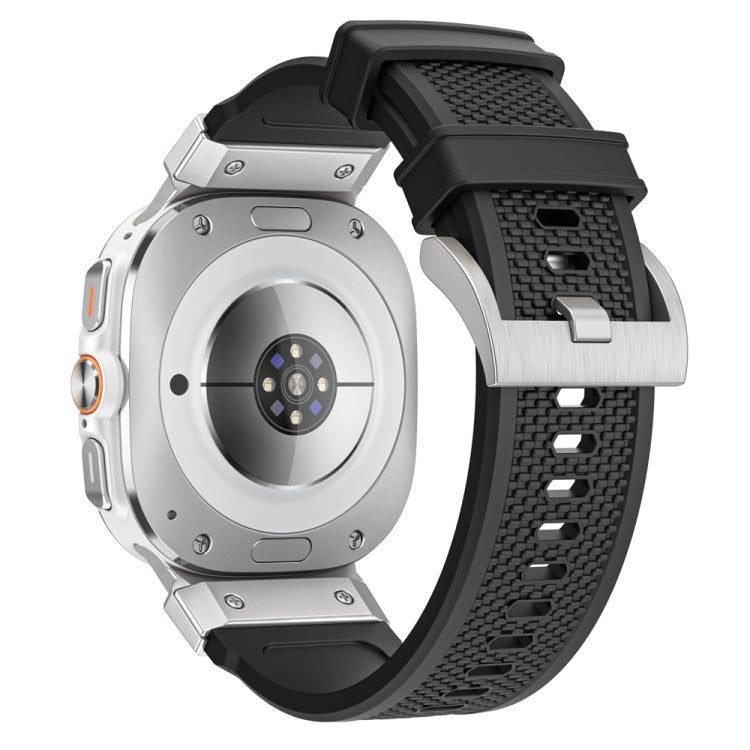 For Samsung Galaxy Watch Ultra 47mm / Ultra 2025 Silver Steel Buckle Rubber Quick Release Watch Band