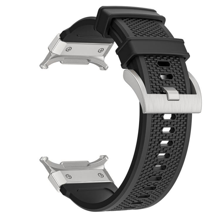 For Samsung Galaxy Watch Ultra 47mm / Ultra 2025 Silver Steel Buckle Rubber Quick Release Watch Band