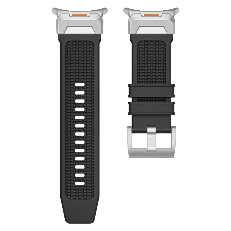 For Samsung Galaxy Watch Ultra 47mm / Ultra 2025 Silver Steel Buckle Rubber Quick Release Watch Band