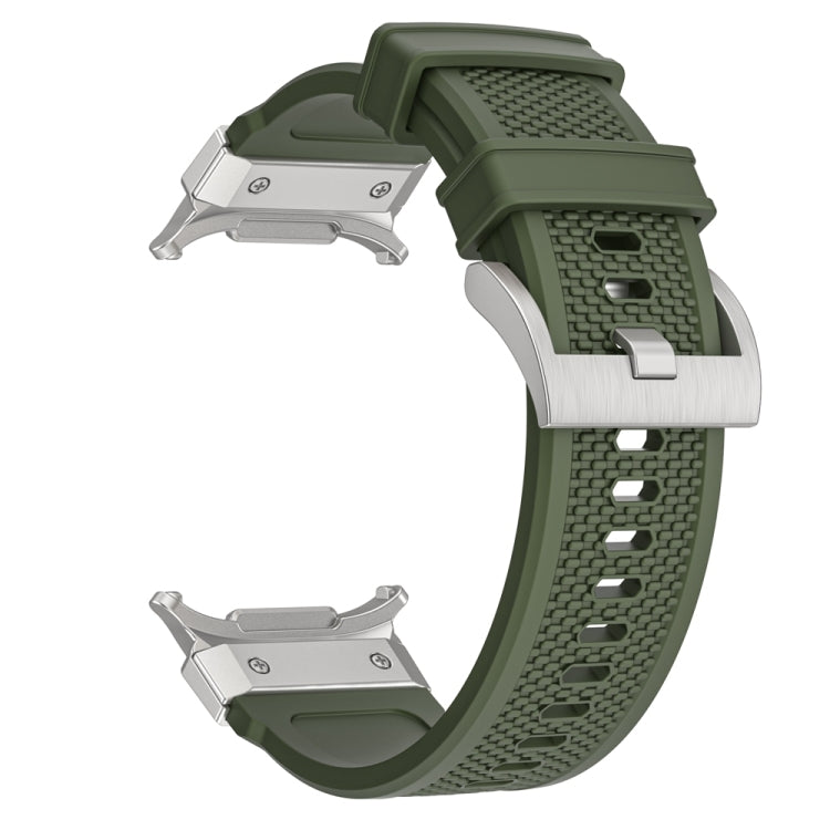 For Samsung Galaxy Watch Ultra 47mm / Ultra 2025 Silver Steel Buckle Rubber Quick Release Watch Band