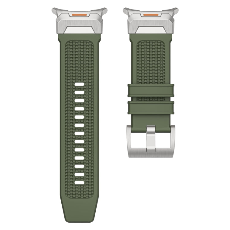 For Samsung Galaxy Watch Ultra 47mm / Ultra 2025 Silver Steel Buckle Rubber Quick Release Watch Band