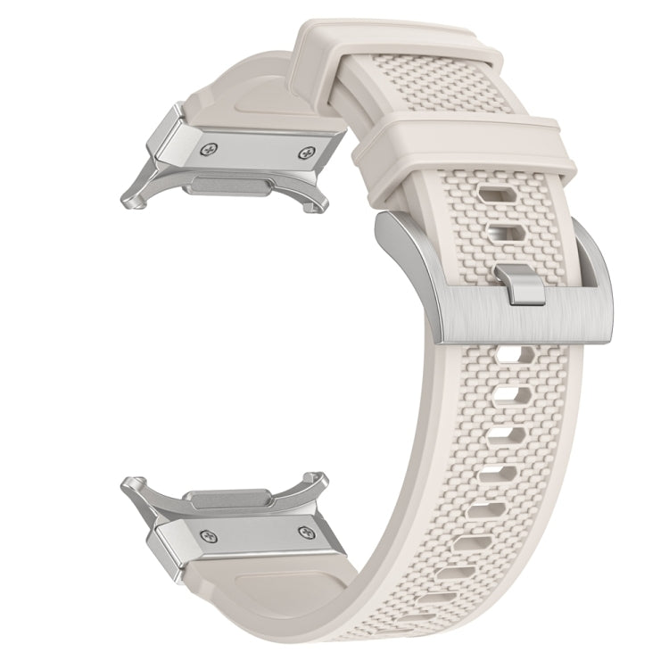 For Samsung Galaxy Watch Ultra 47mm / Ultra 2025 Silver Steel Buckle Rubber Quick Release Watch Band