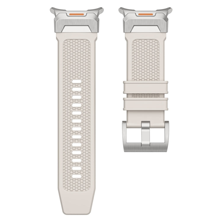 For Samsung Galaxy Watch Ultra 47mm / Ultra 2025 Silver Steel Buckle Rubber Quick Release Watch Band