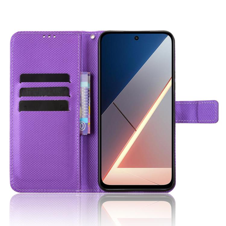 For Xiaomi Poco M7 4G 169mm Diamond Texture Leather Phone Case