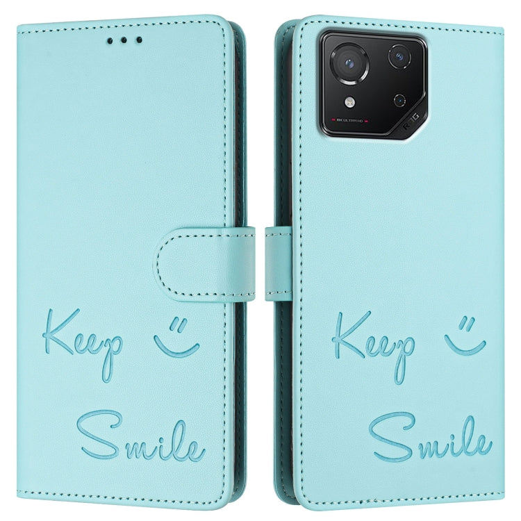 For Asus ROG Phone 8 / 8 Pro Smile Embossing RFID Leather Phone Case