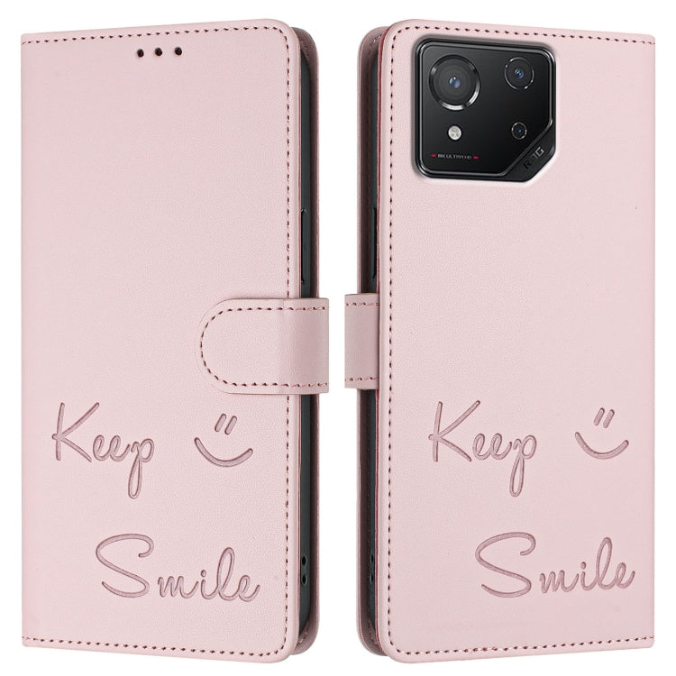 For Asus ROG Phone 8 / 8 Pro Smile Embossing RFID Leather Phone Case