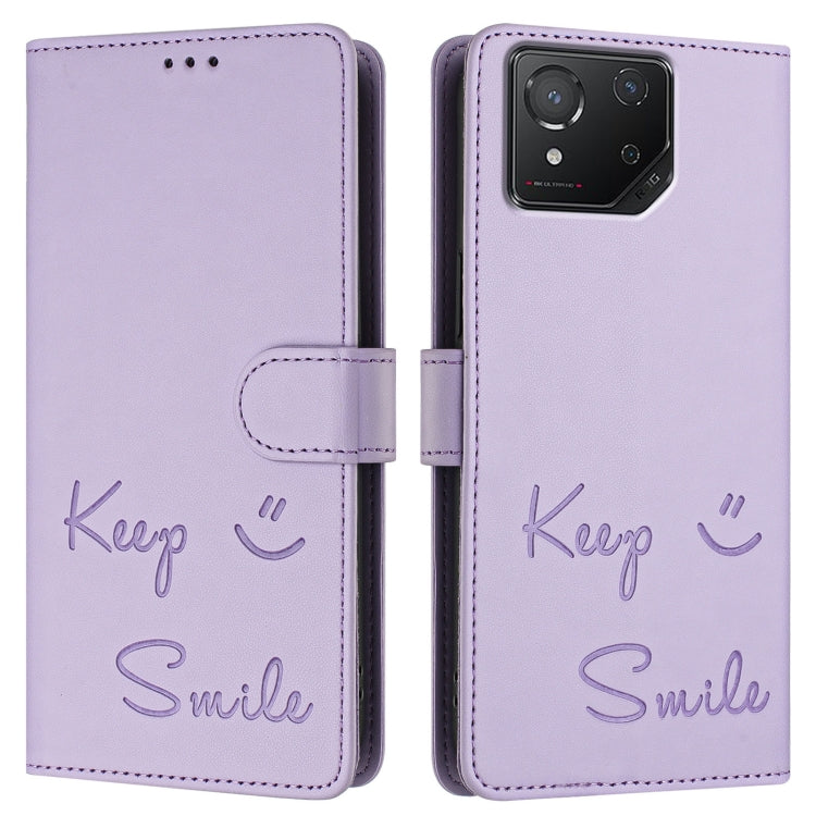 For Asus ROG Phone 8 / 8 Pro Smile Embossing RFID Leather Phone Case
