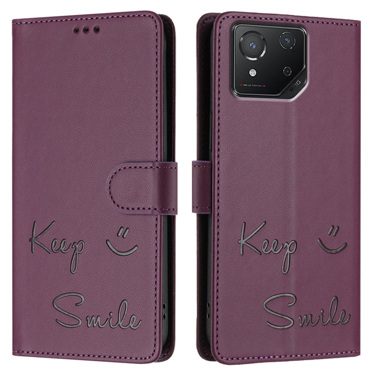 For Asus ROG Phone 8 / 8 Pro Smile Embossing RFID Leather Phone Case