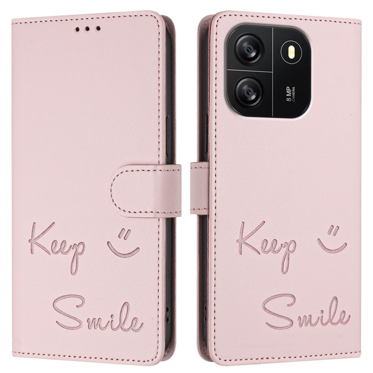 For Blackview Wave 6C Smile Embossing RFID Leather Phone Case