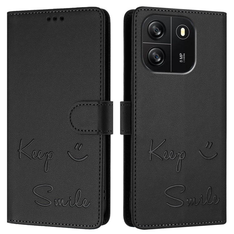 For Blackview Wave 6C Smile Embossing RFID Leather Phone Case