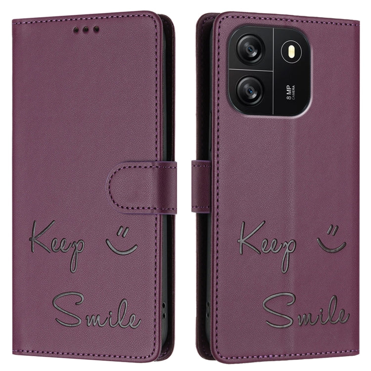 For Blackview Wave 6C Smile Embossing RFID Leather Phone Case