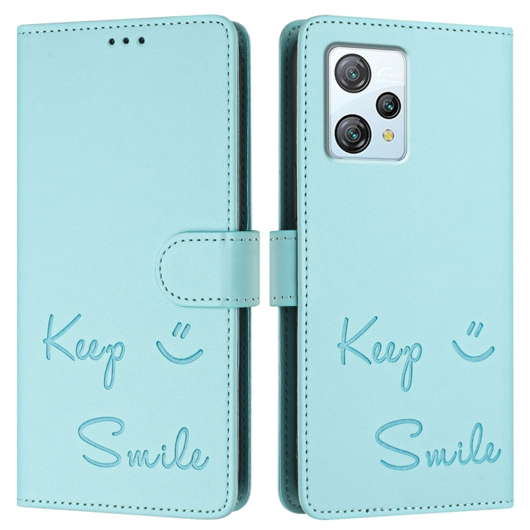 For Blackview A53 Smile Embossing RFID Leather Phone Case
