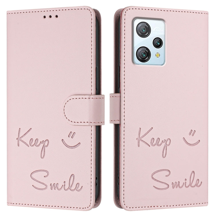 For Blackview A53 Smile Embossing RFID Leather Phone Case