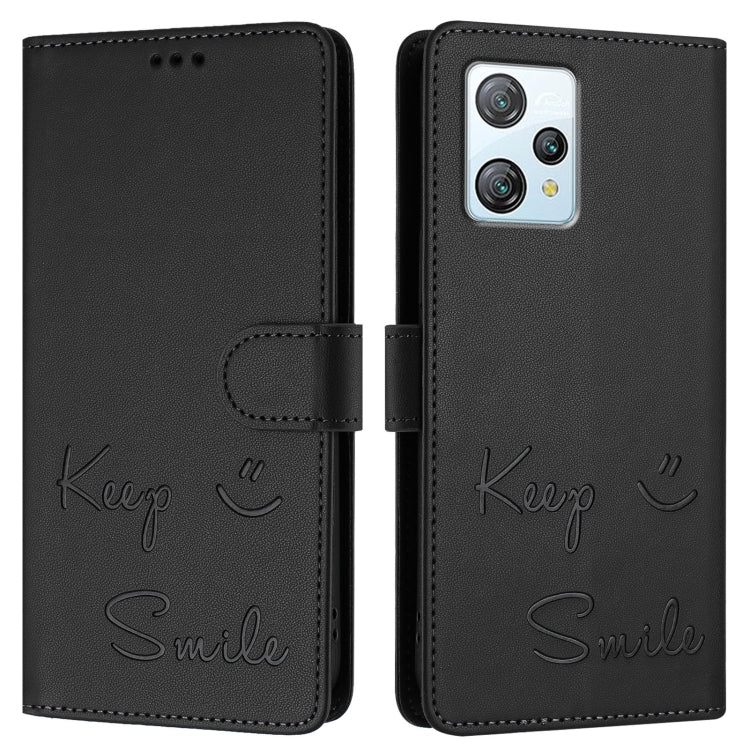 For Blackview A53 Smile Embossing RFID Leather Phone Case