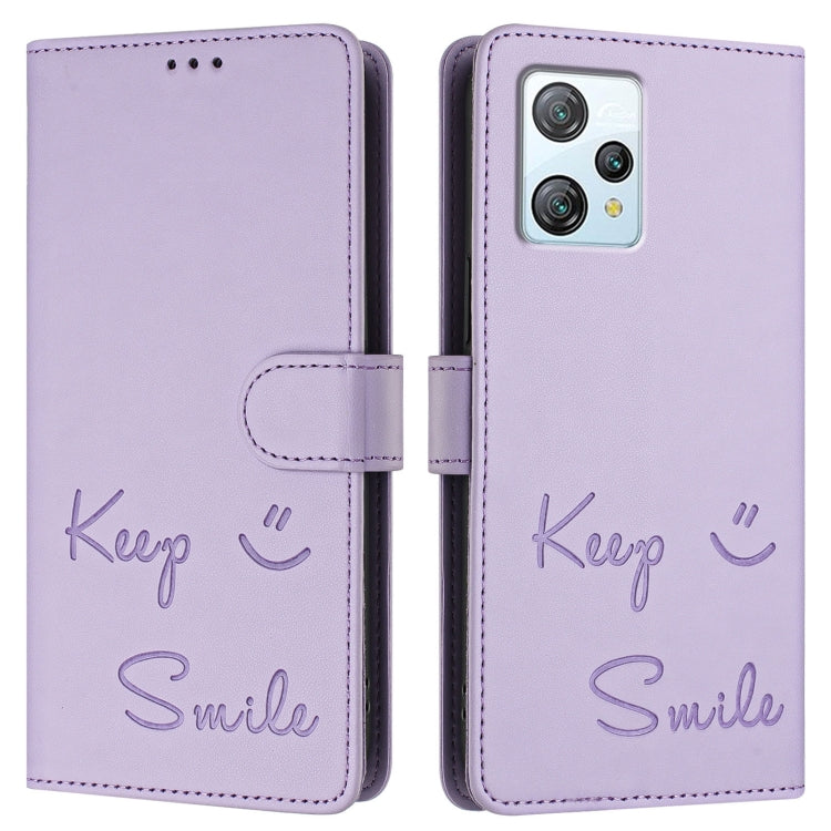 For Blackview A53 Smile Embossing RFID Leather Phone Case