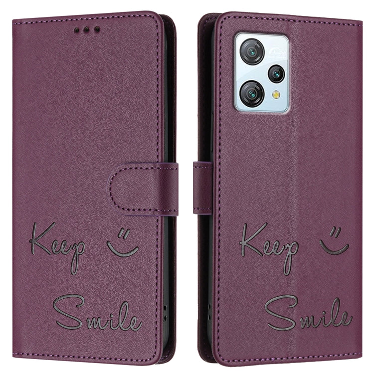 For Blackview A53 Smile Embossing RFID Leather Phone Case