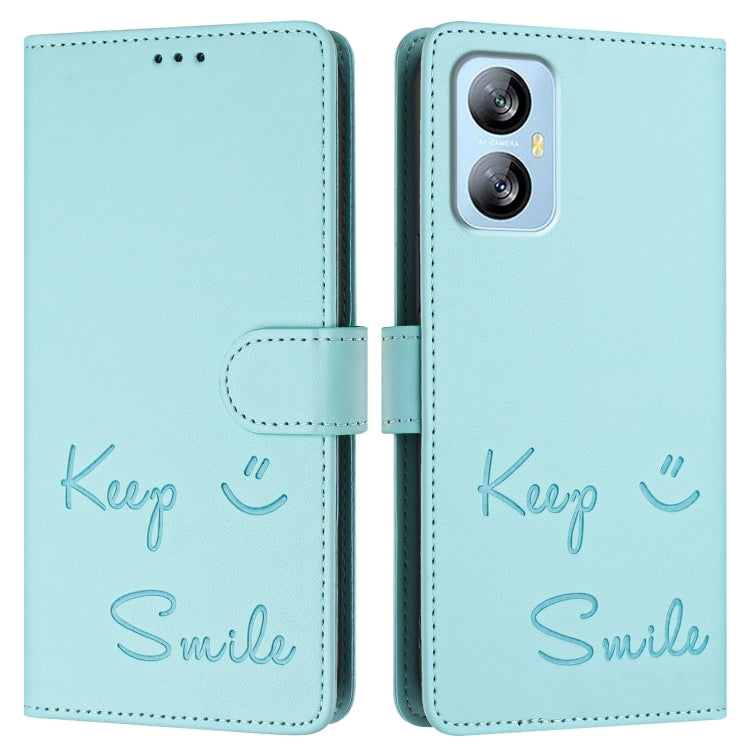 For Blackview A52 Smile Embossing RFID Leather Phone Case