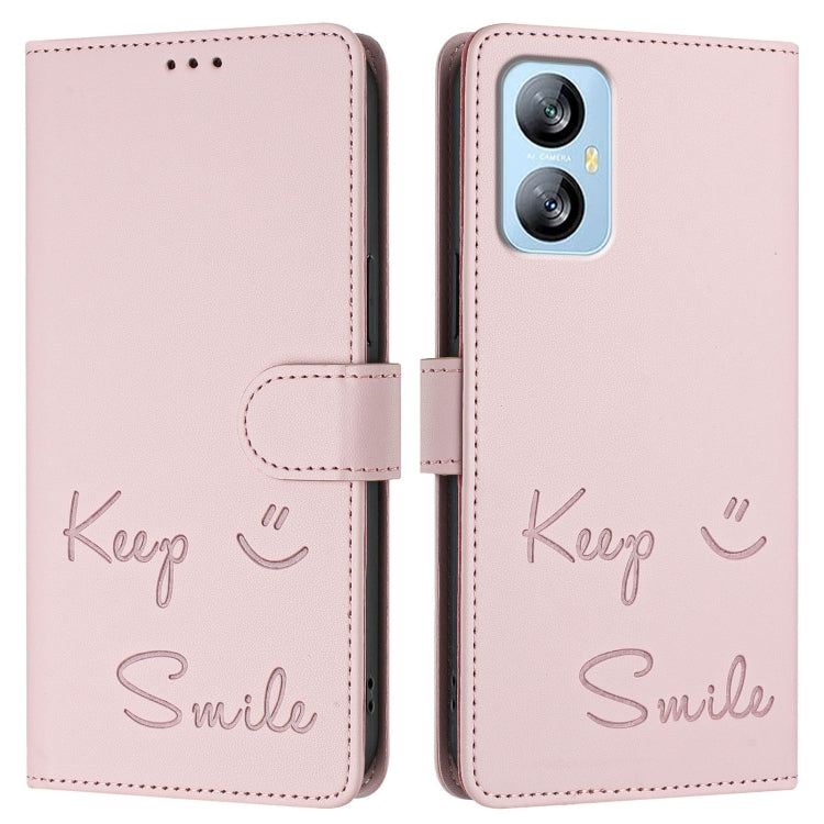 For Blackview A52 Smile Embossing RFID Leather Phone Case