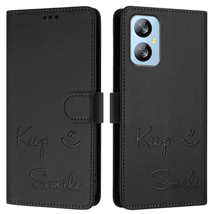 For Blackview A52 Smile Embossing RFID Leather Phone Case