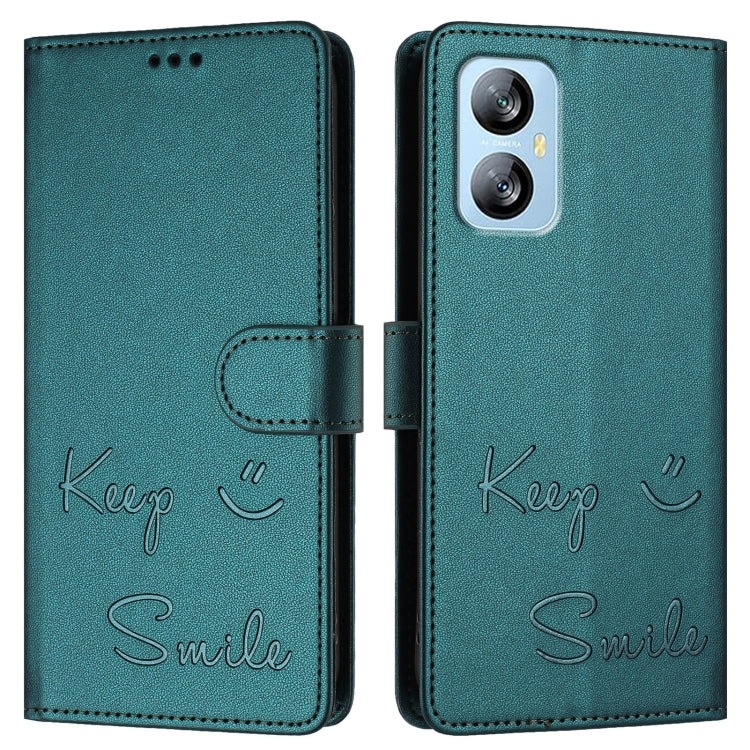 For Blackview A52 Smile Embossing RFID Leather Phone Case
