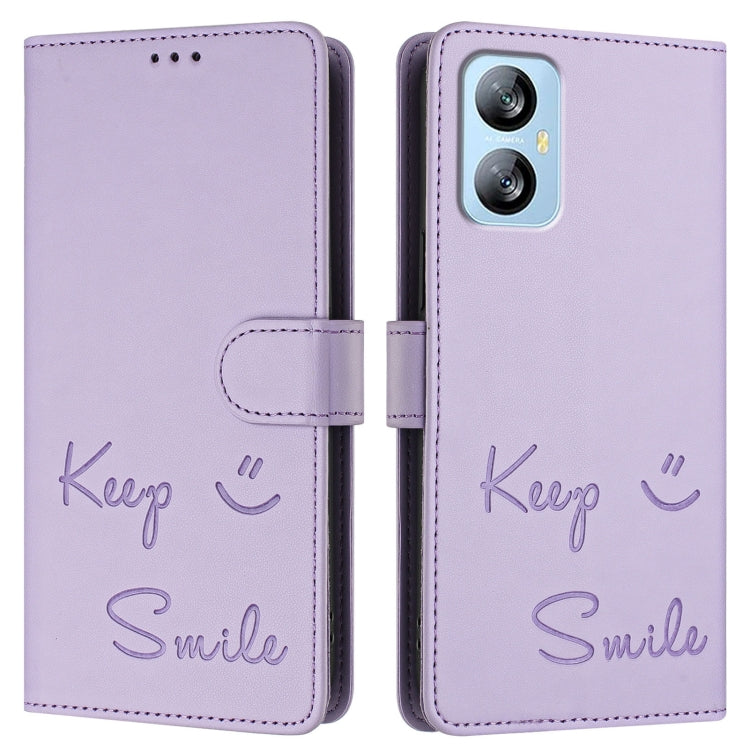 For Blackview A52 Smile Embossing RFID Leather Phone Case