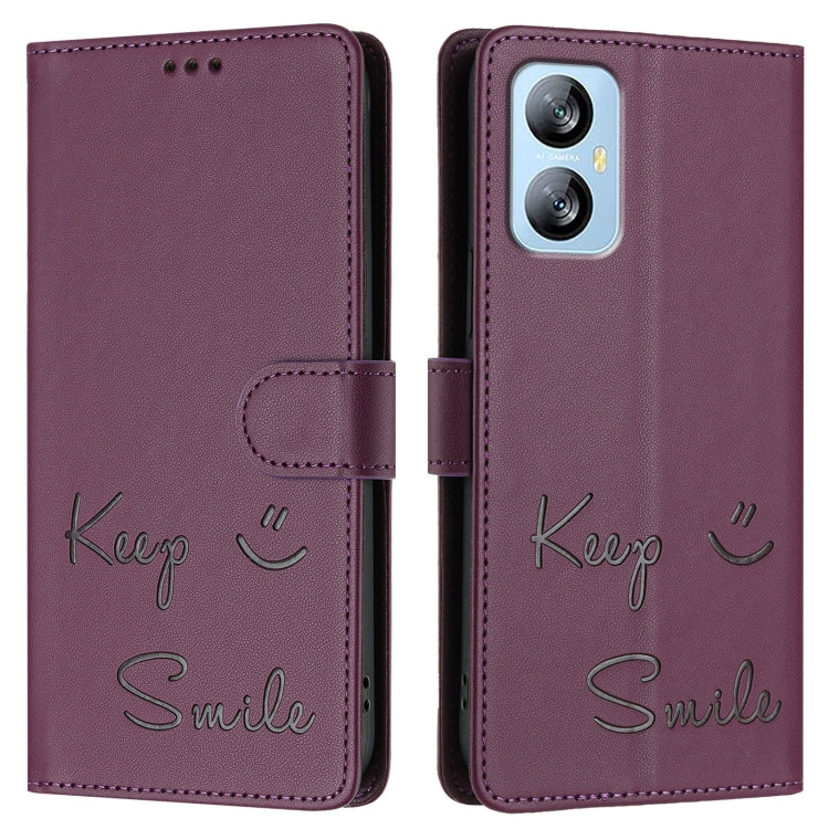 For Blackview A52 Smile Embossing RFID Leather Phone Case