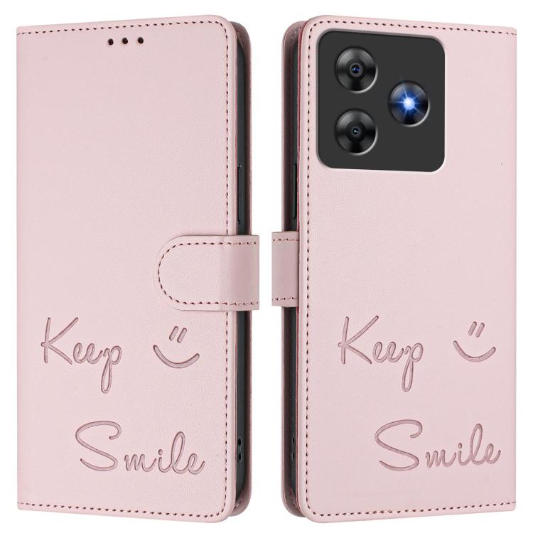 For Blackview Wave 8C Smile Embossing RFID Leather Phone Case