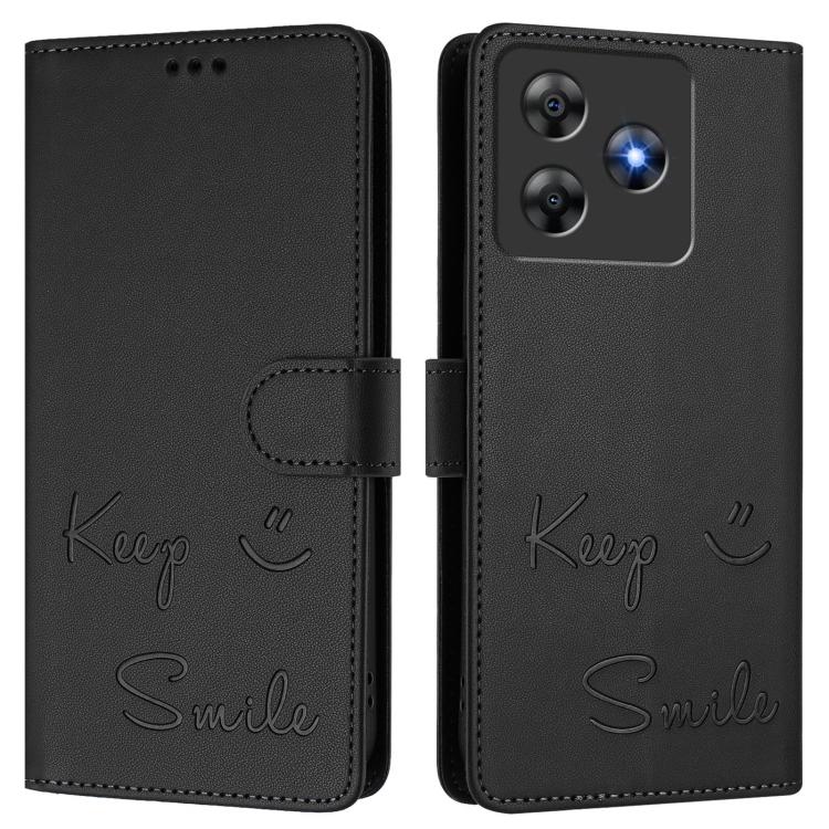 For Blackview Wave 8C Smile Embossing RFID Leather Phone Case