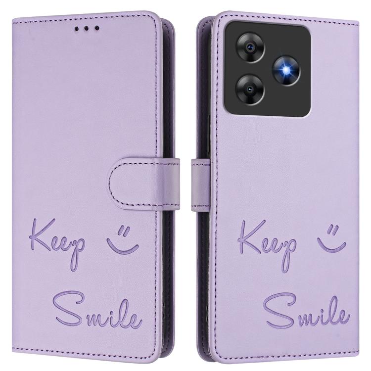 For Blackview Wave 8C Smile Embossing RFID Leather Phone Case