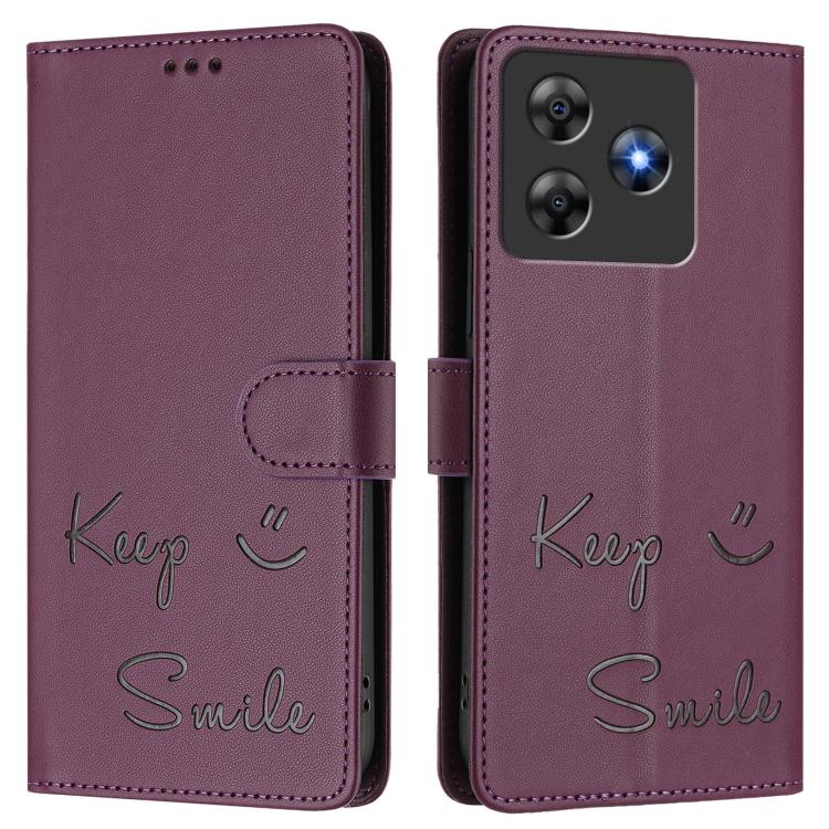 For Blackview Wave 8C Smile Embossing RFID Leather Phone Case