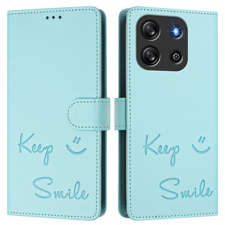 For Blackview Oscal Flat 1C Smile Embossing RFID Leather Phone Case