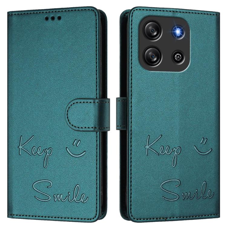 For Blackview Oscal Flat 1C Smile Embossing RFID Leather Phone Case