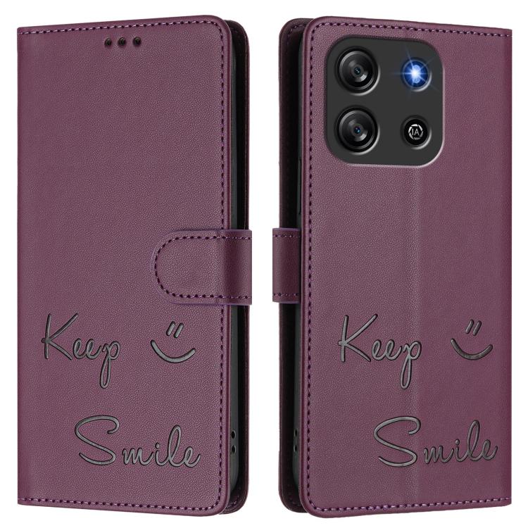 For Blackview Oscal Flat 1C Smile Embossing RFID Leather Phone Case