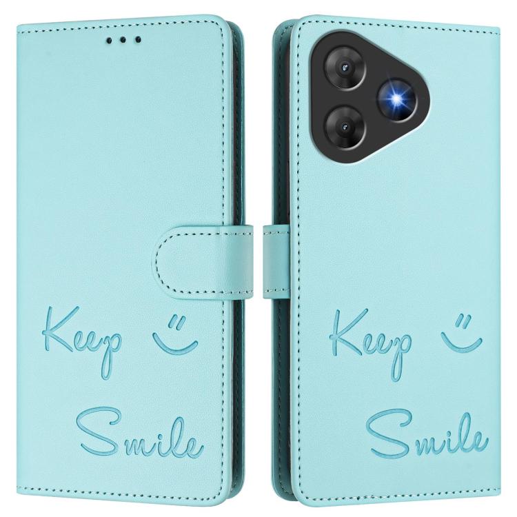 For Blackview Oscal Flat 2 Smile Embossing RFID Leather Phone Case