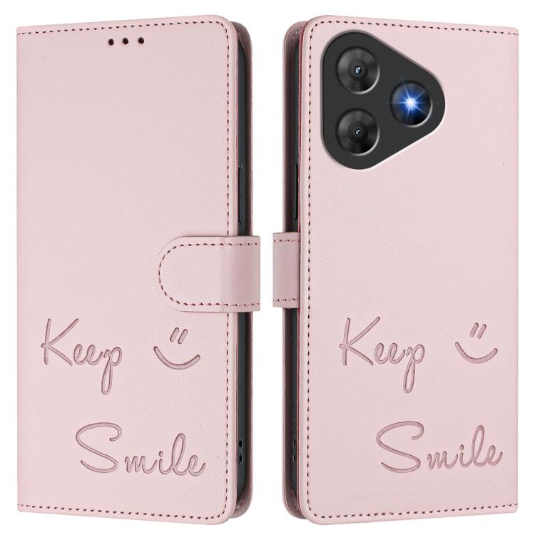 For Blackview Oscal Flat 2 Smile Embossing RFID Leather Phone Case