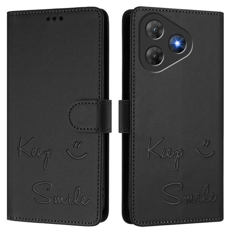For Blackview Oscal Flat 2 Smile Embossing RFID Leather Phone Case
