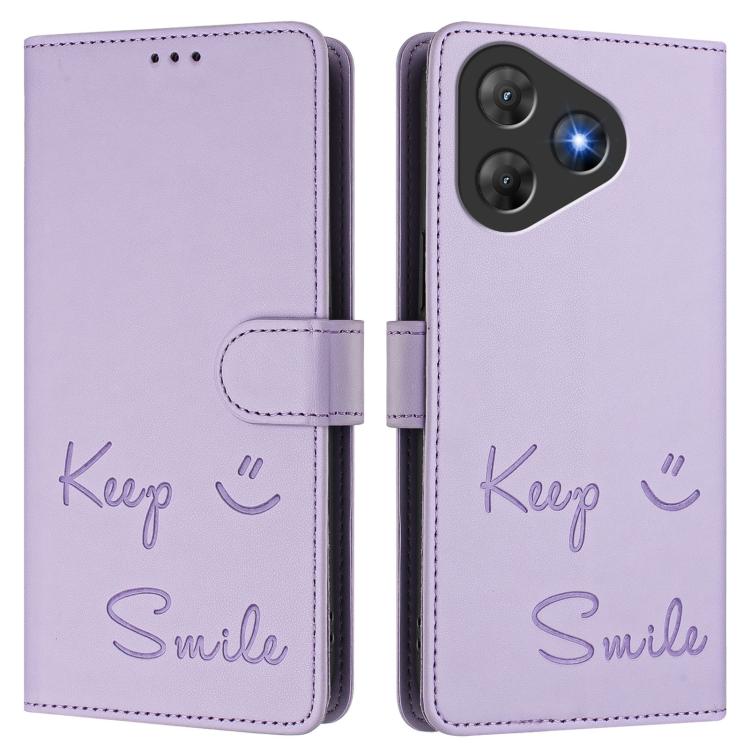 For Blackview Oscal Flat 2 Smile Embossing RFID Leather Phone Case