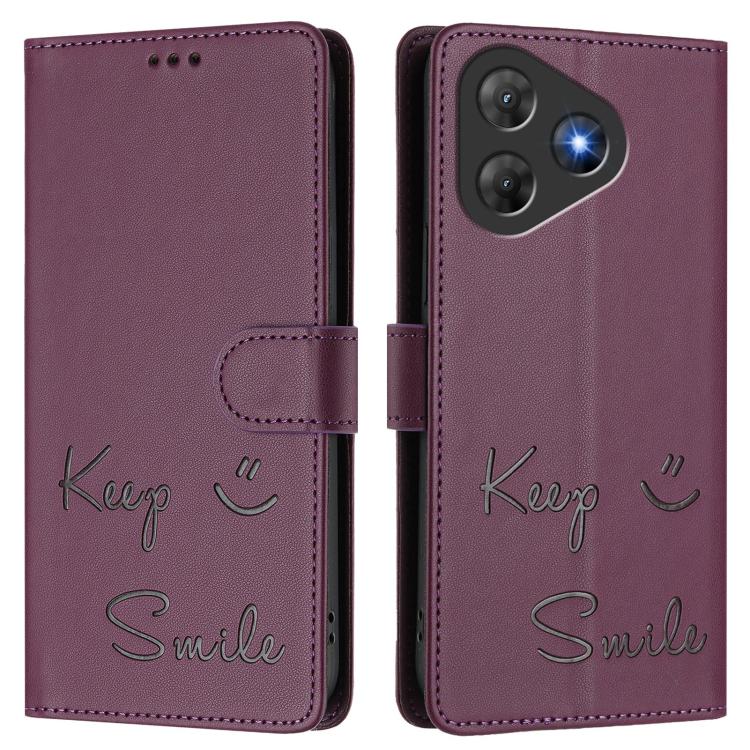 For Blackview Oscal Flat 2 Smile Embossing RFID Leather Phone Case
