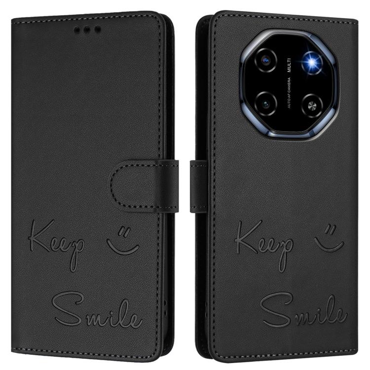 For Blackview Shark 6 Smile Embossing RFID Leather Phone Case